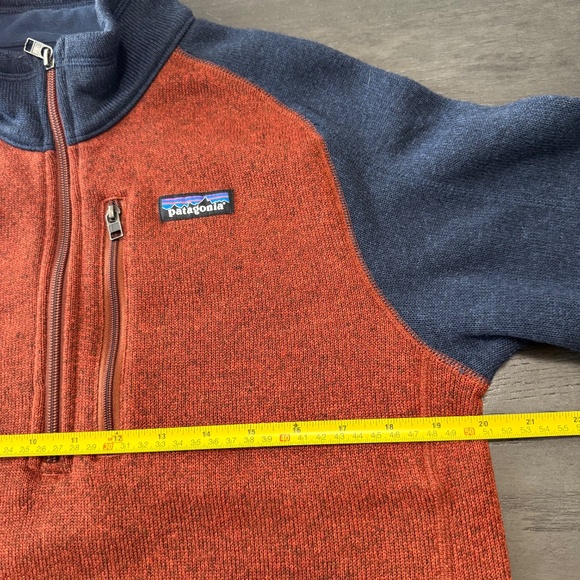 Patagonia Mens Better Sweater 1/4 Zip Pullover Rust Heather‎ Navy Size S - Picture 4 of 8